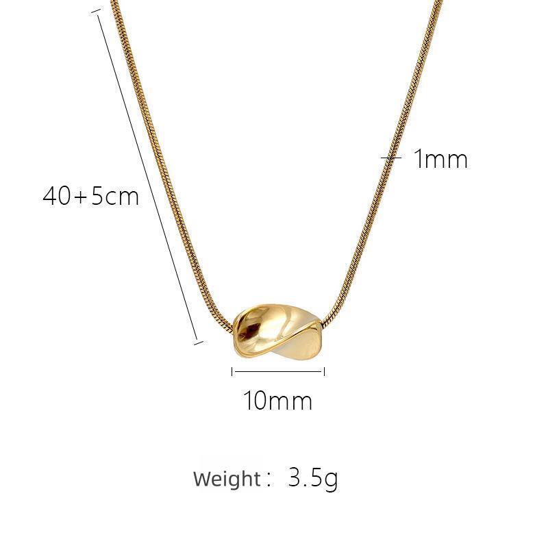 Gold Color Geometric Pendant Clavicle Chain Stainless Steel Snake Bone Chain Necklace