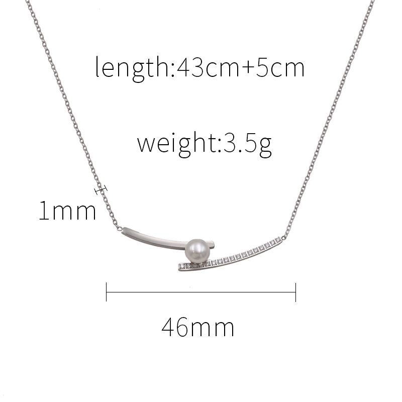 Fairy Style Pearl Zircon Inlaid Necklace Stainless Steel Pearl Neckacle 