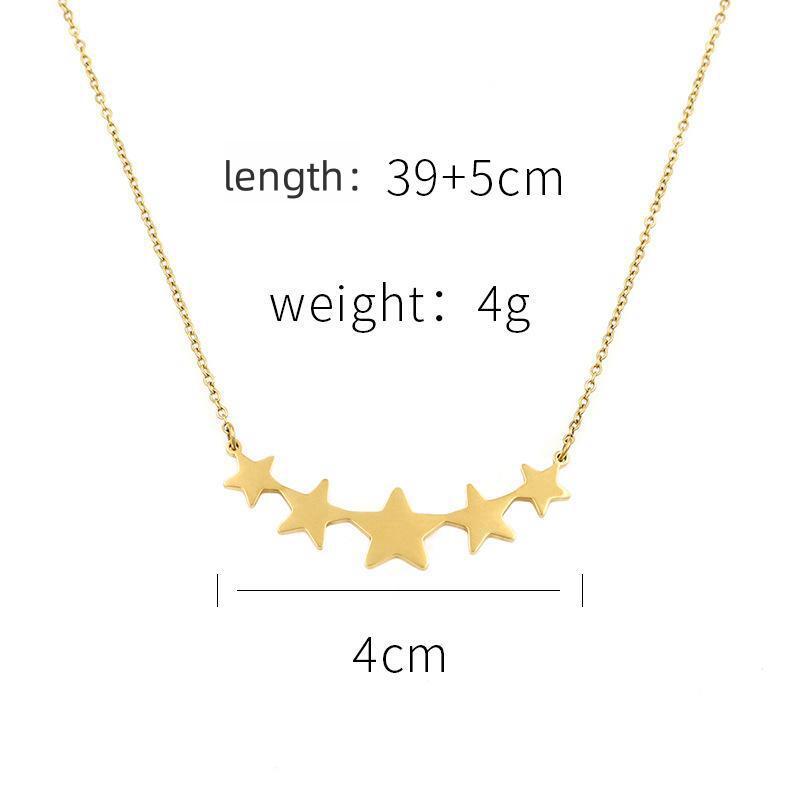 Simple Style Pentagram Pendant Stainless Steel Necklace For Women