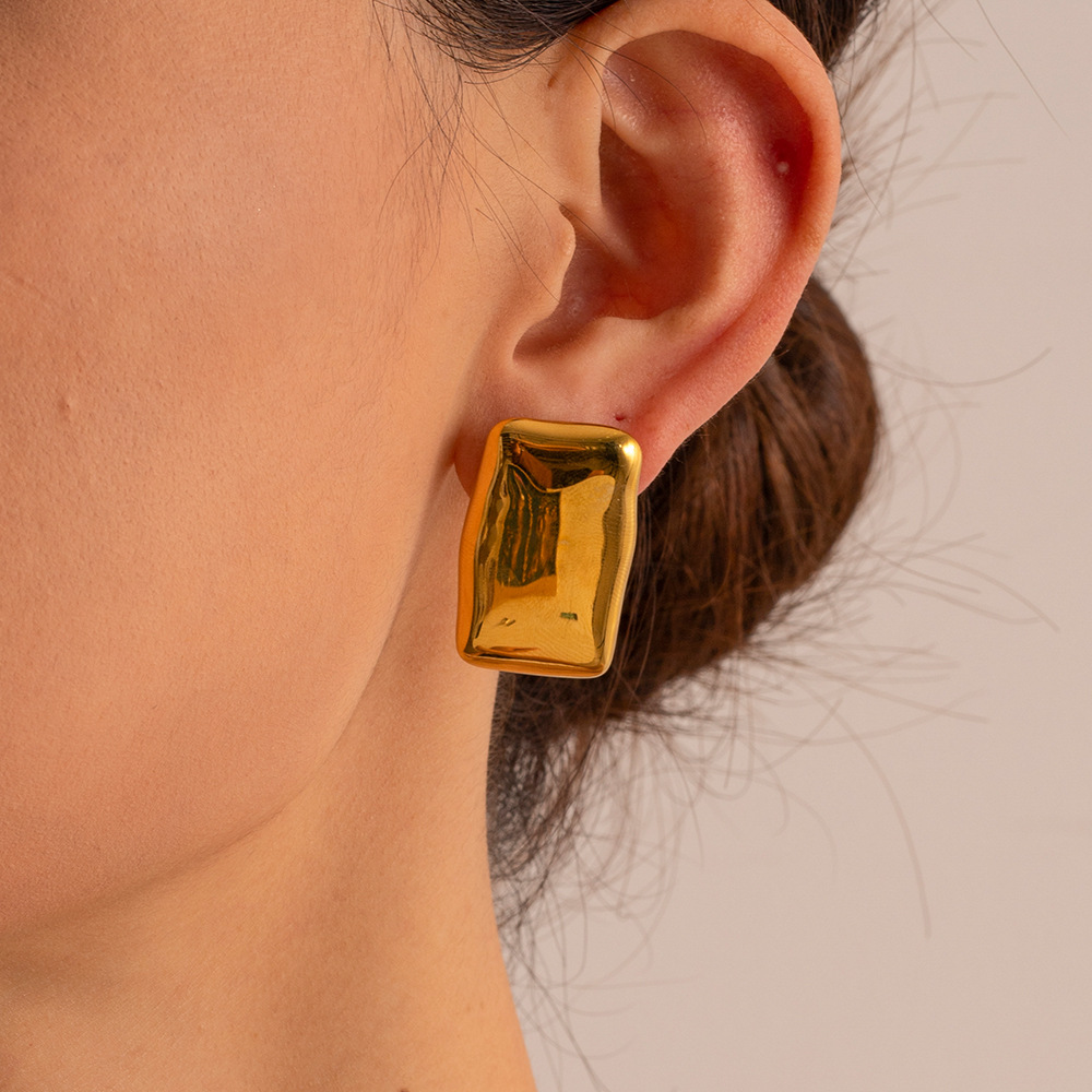 solid  rectangle shape earrings model show