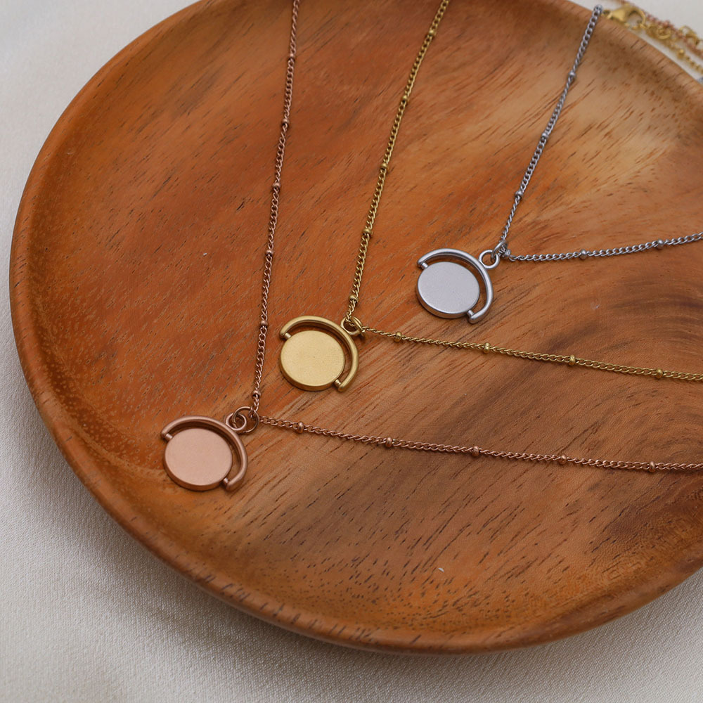 Minimalism Round Bead Chain With Small Round Piece Pendant Necklace Stainless Steel Necklace 