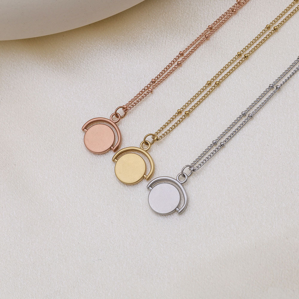 Fashion Minimalism Round Bead Chain With Small Round Piece Pendant Necklace Stainless Steel Necklace 