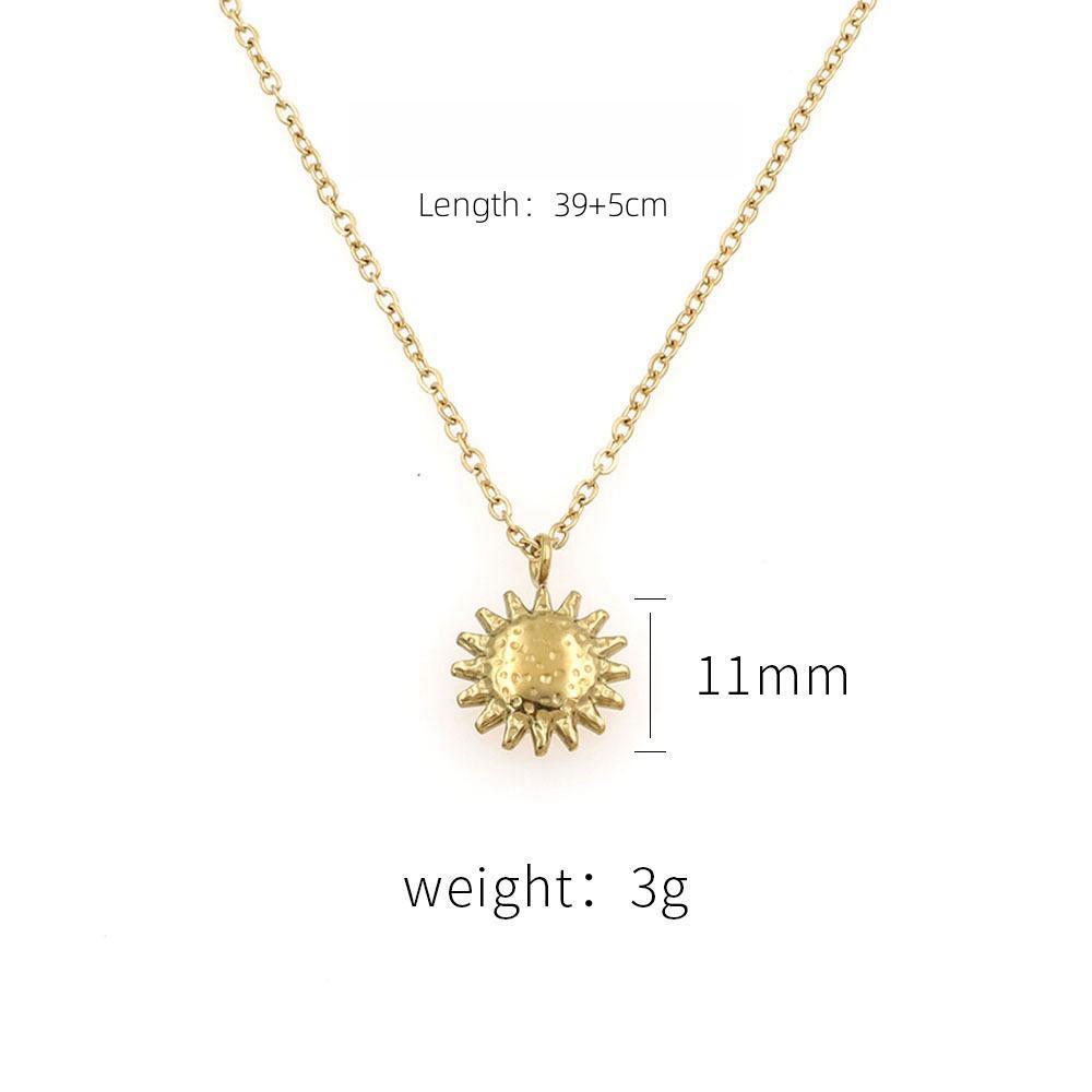 18K Gold Clavicle Chain Necklace Stainless Steel Sunflower Pendant Necklace 