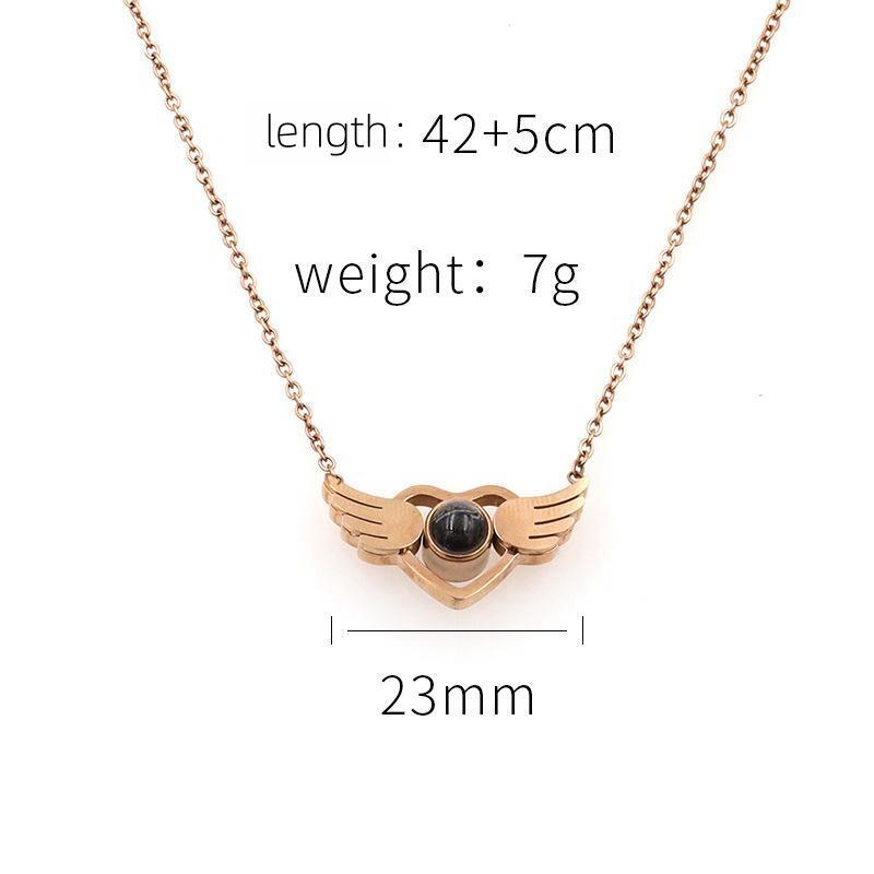 Fine Quality Women's Angel Wings Love Pendant Stainless Steel Necklace 