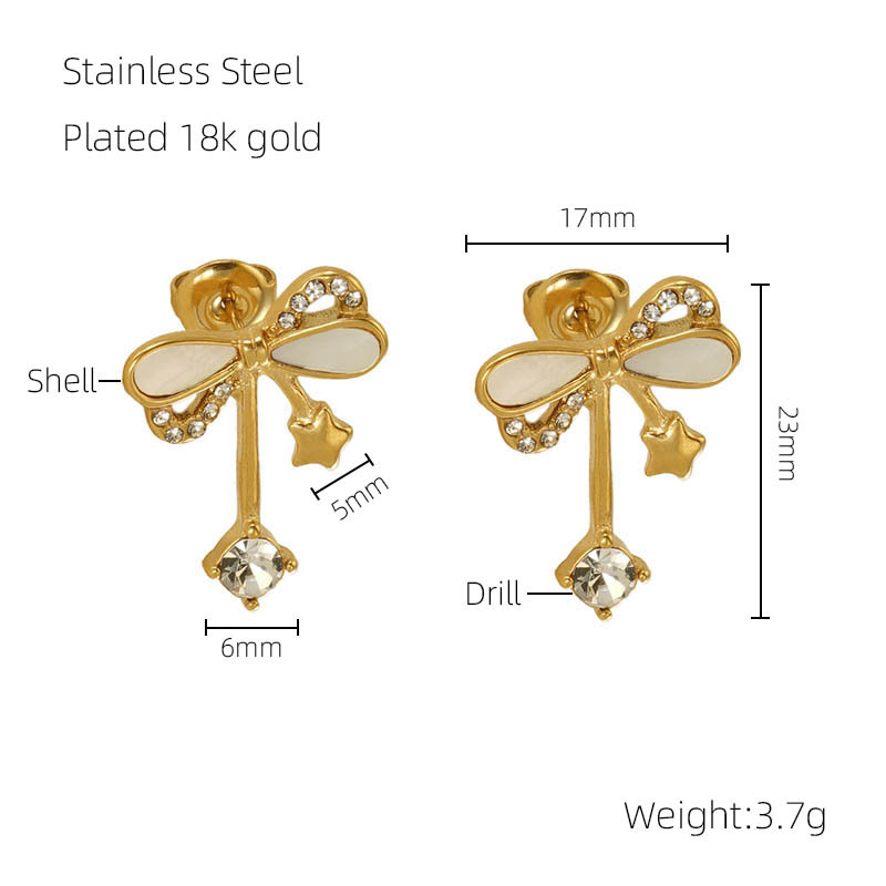 Diamond Bowknot Stainless Steel Earrings