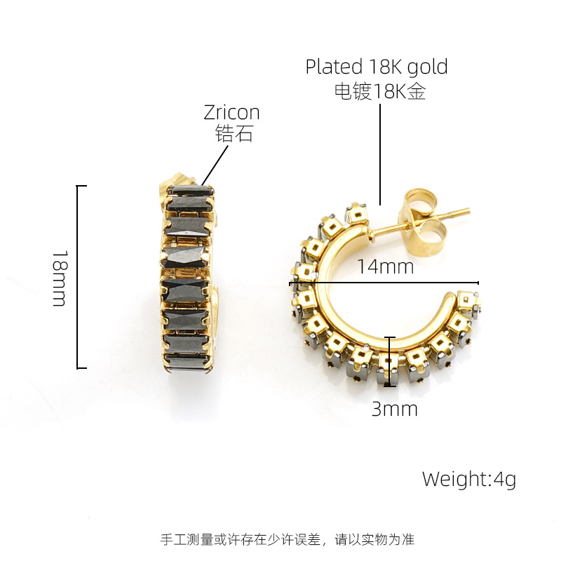 Stainless Steel Earrings Set With Diamond