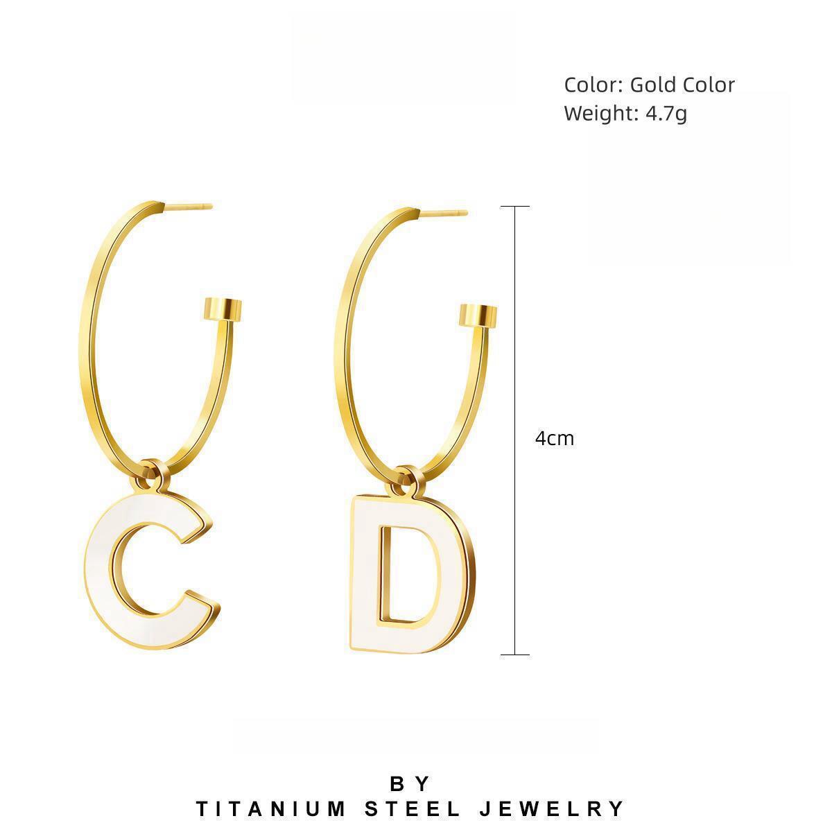 Plated Gold CD Letter Drip Oil Earrings
