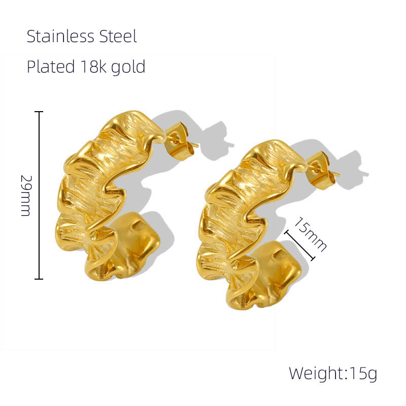 Individual Pleated Stainless Steel Earrings