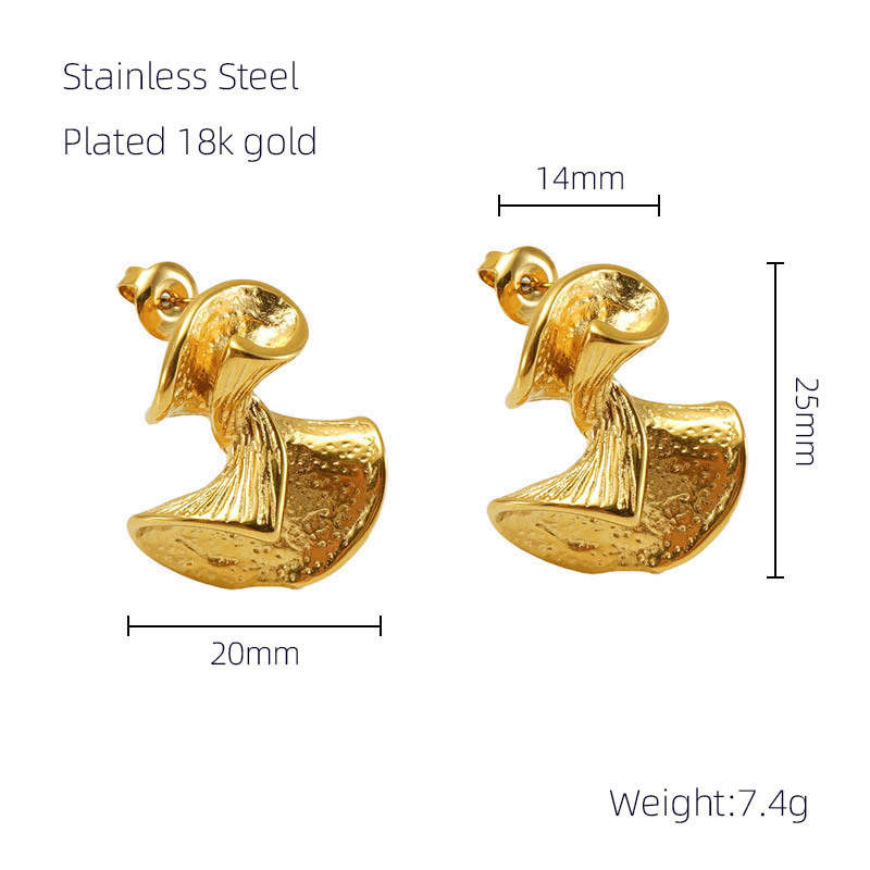 18K Gold Plated Pleated Earrings