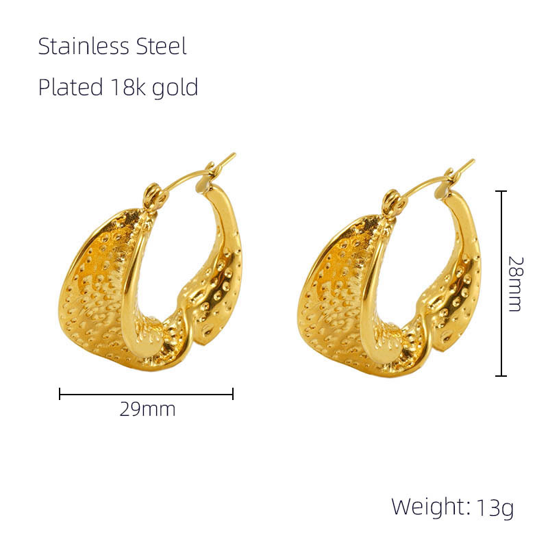 Minimalism Pleated Stainless Steel Earrings