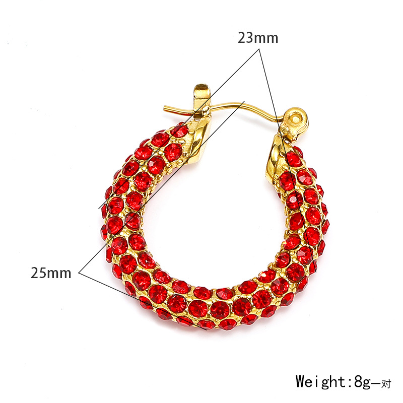 Full Diamond Round Stainless Steel Earrings