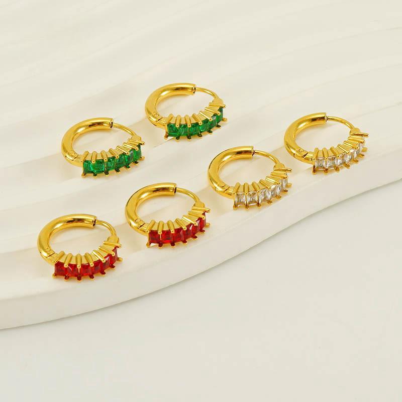 Gold-plated Earring Inset Zircon Earring