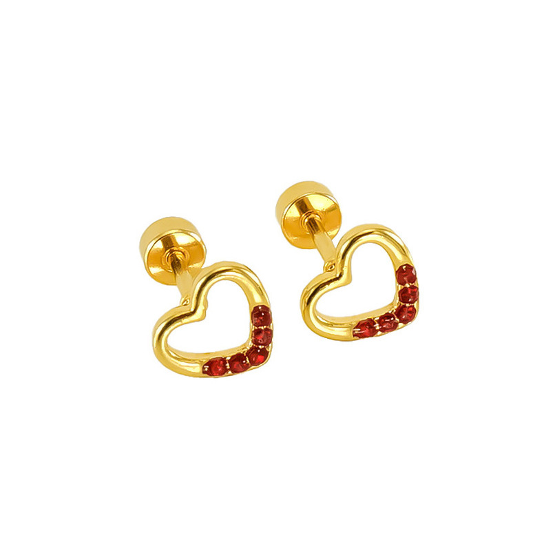 Heart Zircon Inlaid Stainless Steel Earrings