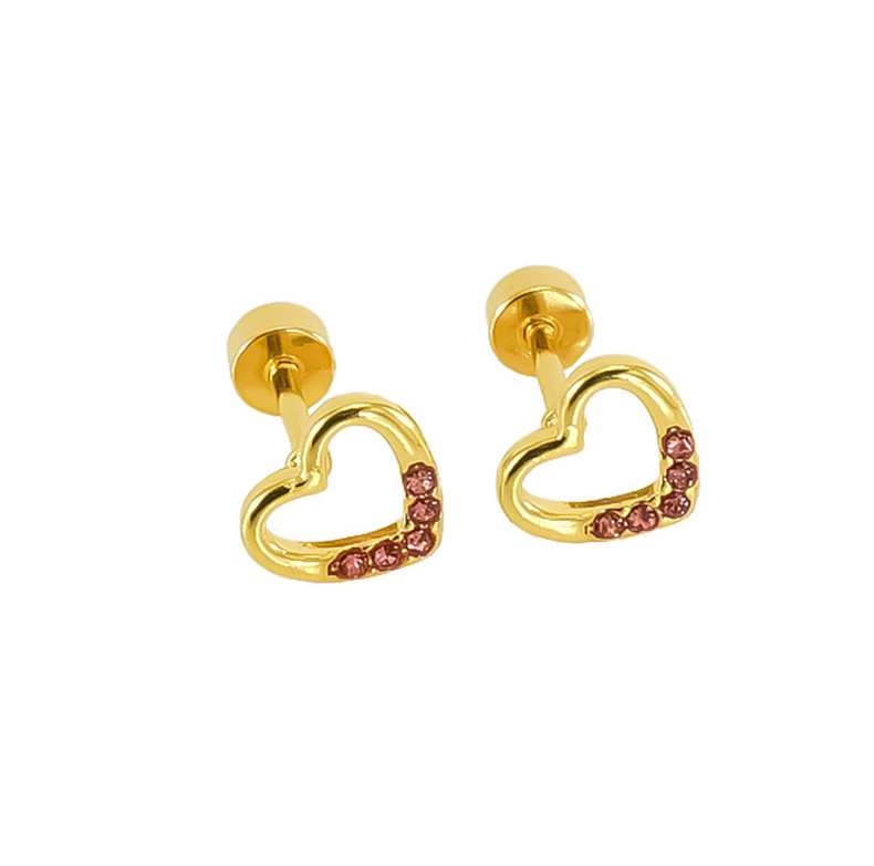 Love Diamond Inlaid Stainless Steel Earrings