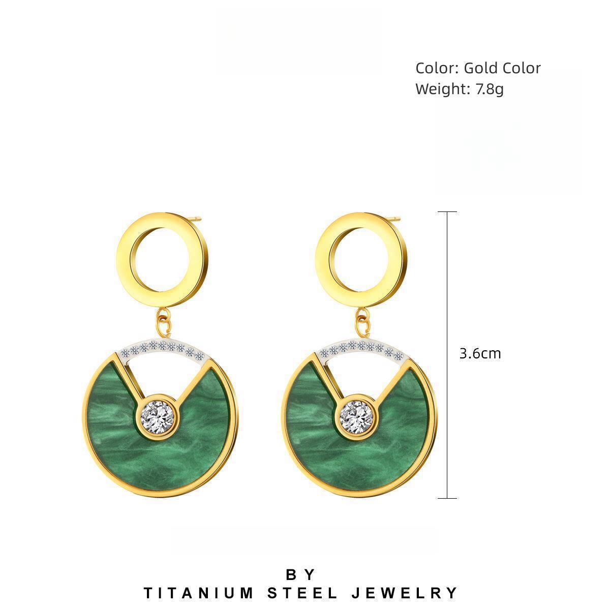  Round Pendant Stainless Steel Earrings
