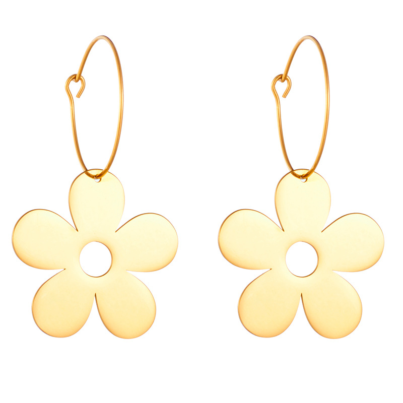 Gold Color Flower Stainless Steel Earring