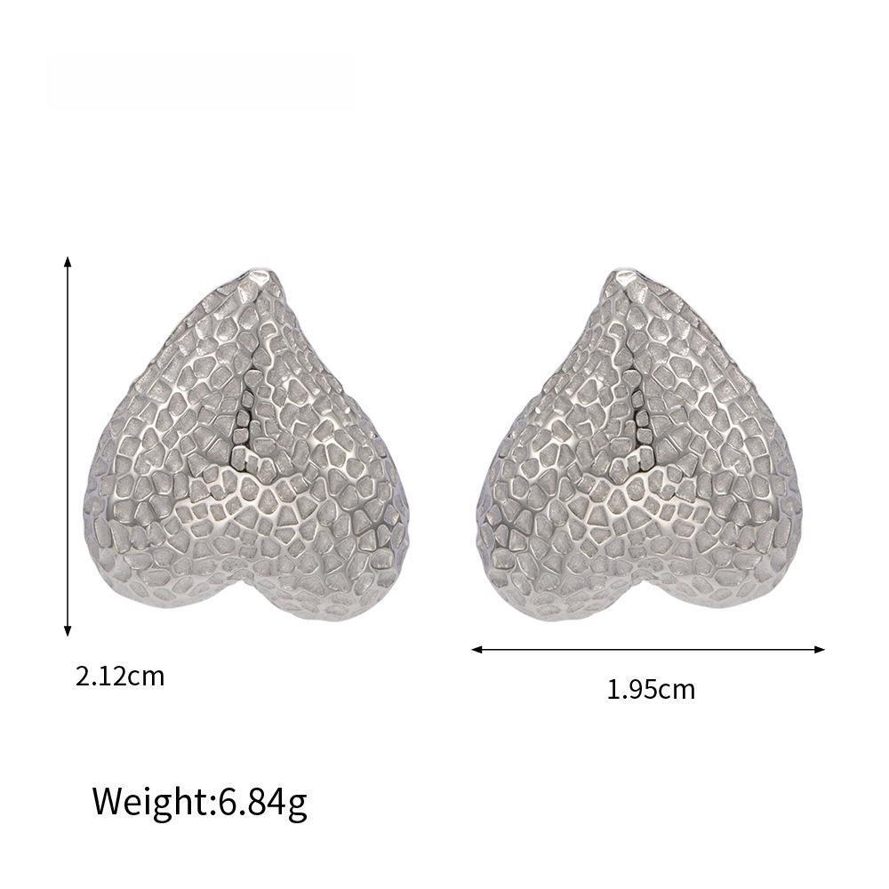 Steel Color Love With Hammer Grain Earrings