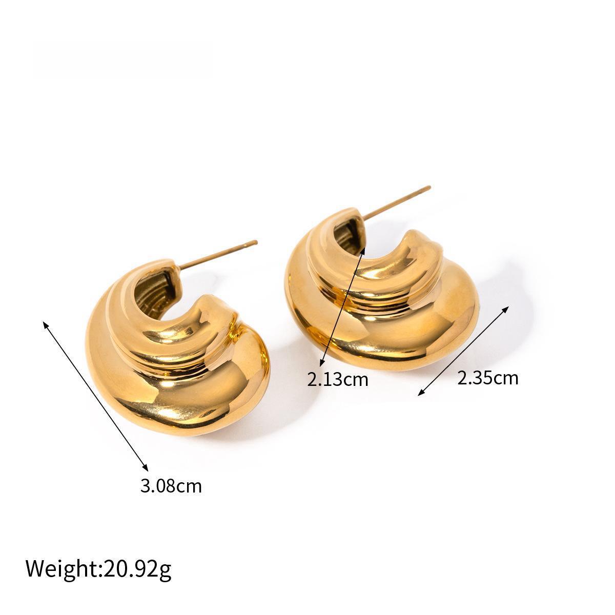 Gold Color C-shaped Stainless Steel Earrings