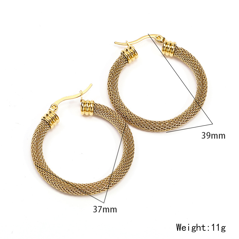 18K Gold Earrings Mesh Earrings