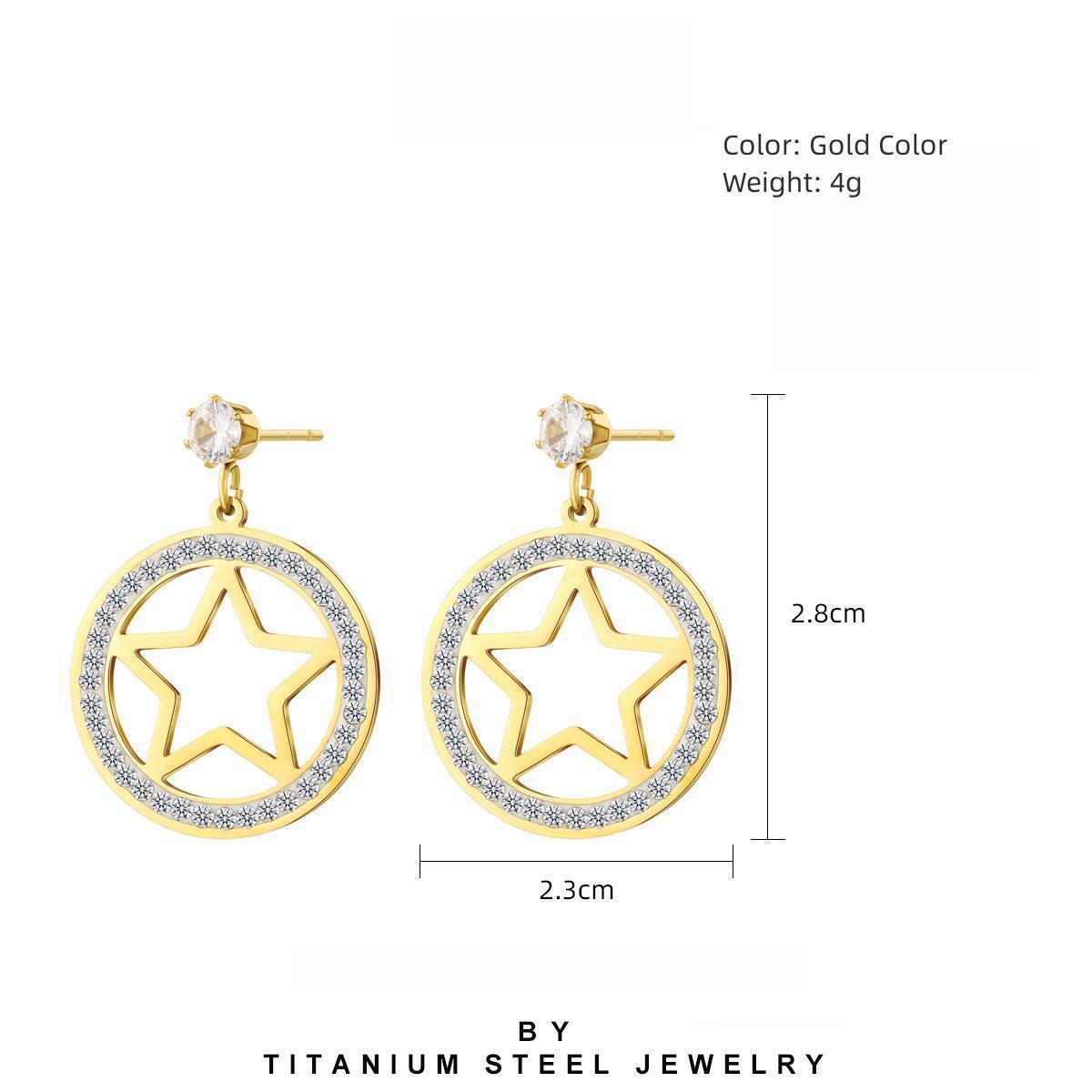 Round Pentagram Stainless Steel Earrings