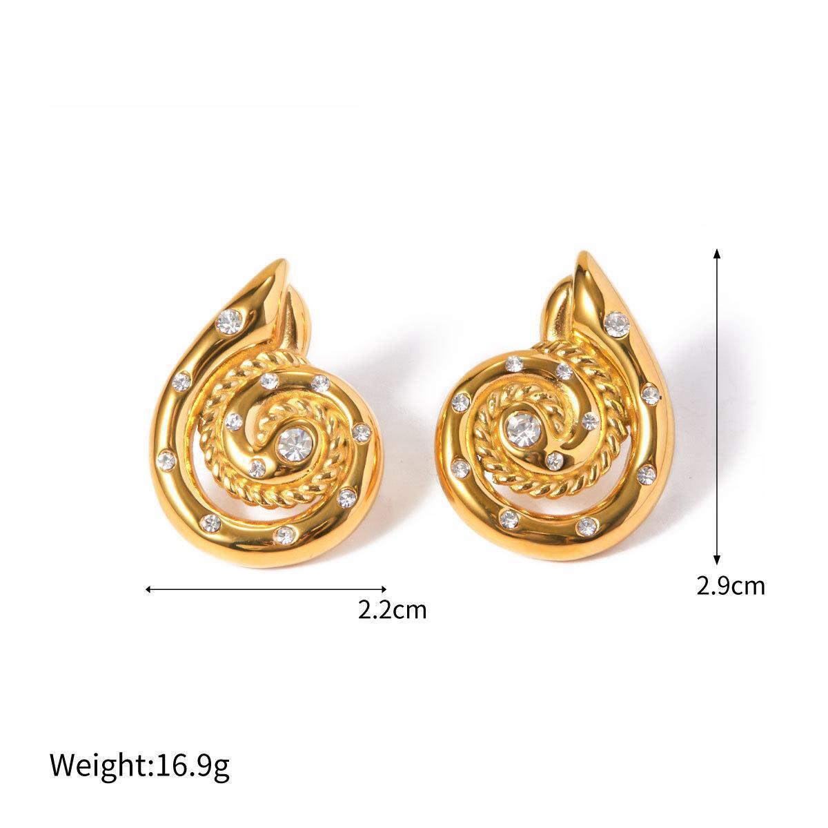 Simple Style Spiral White Rhinestone Inlaid Earrings
