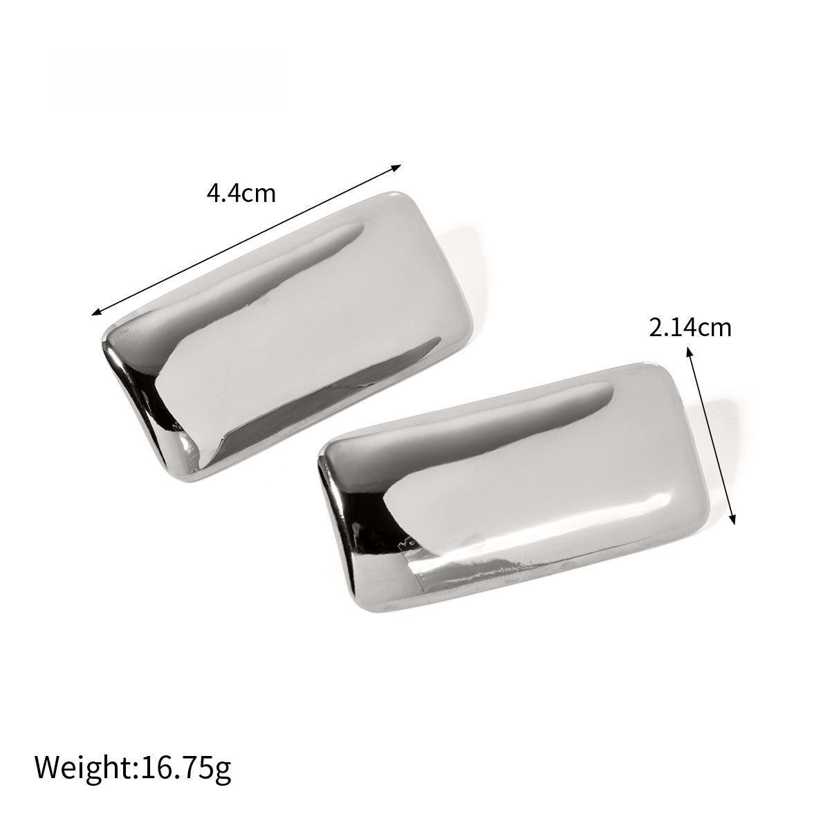 Steel Color Stainless Steel Rectangular Smooth Earrings