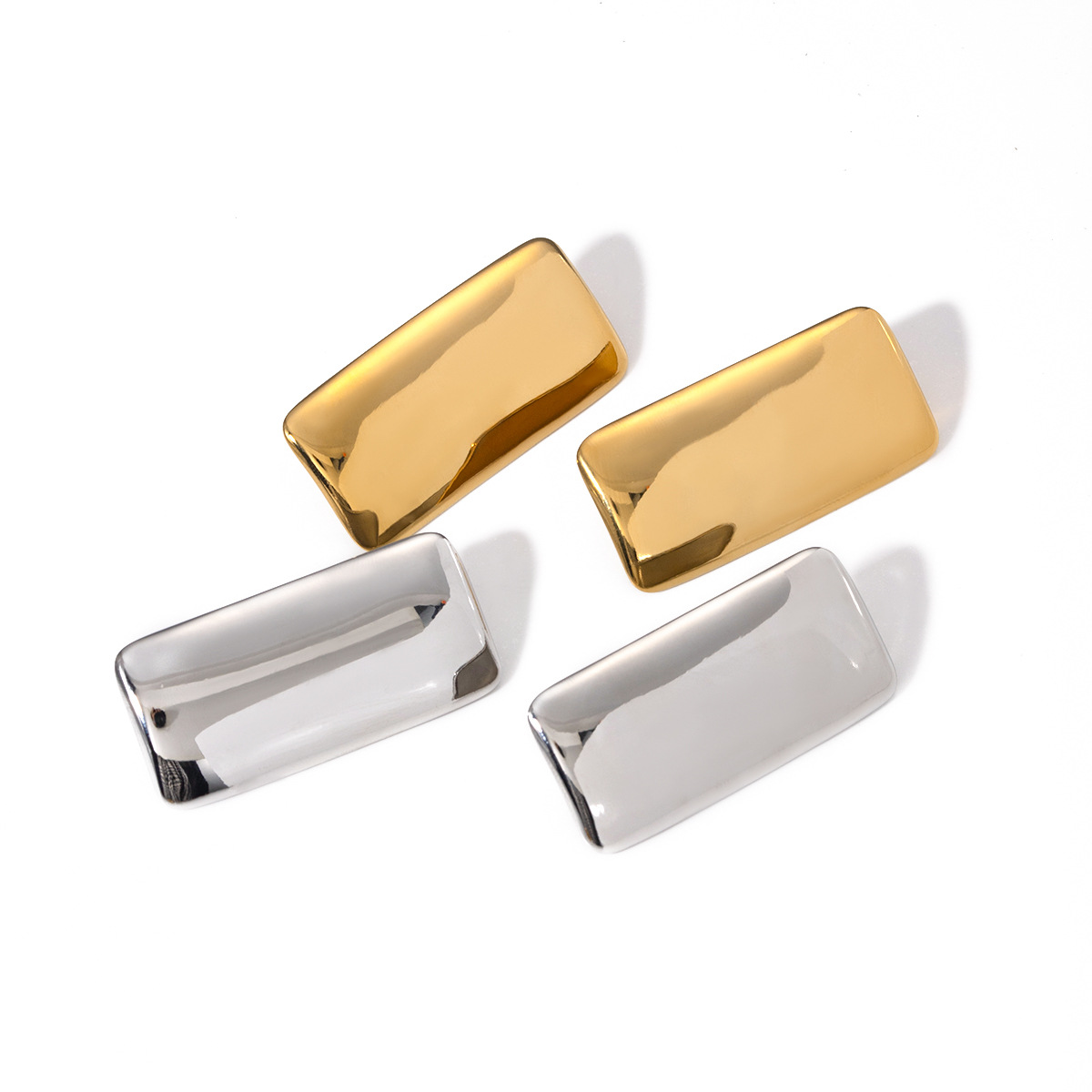 Stainless Steel Rectangular Smooth Earrings