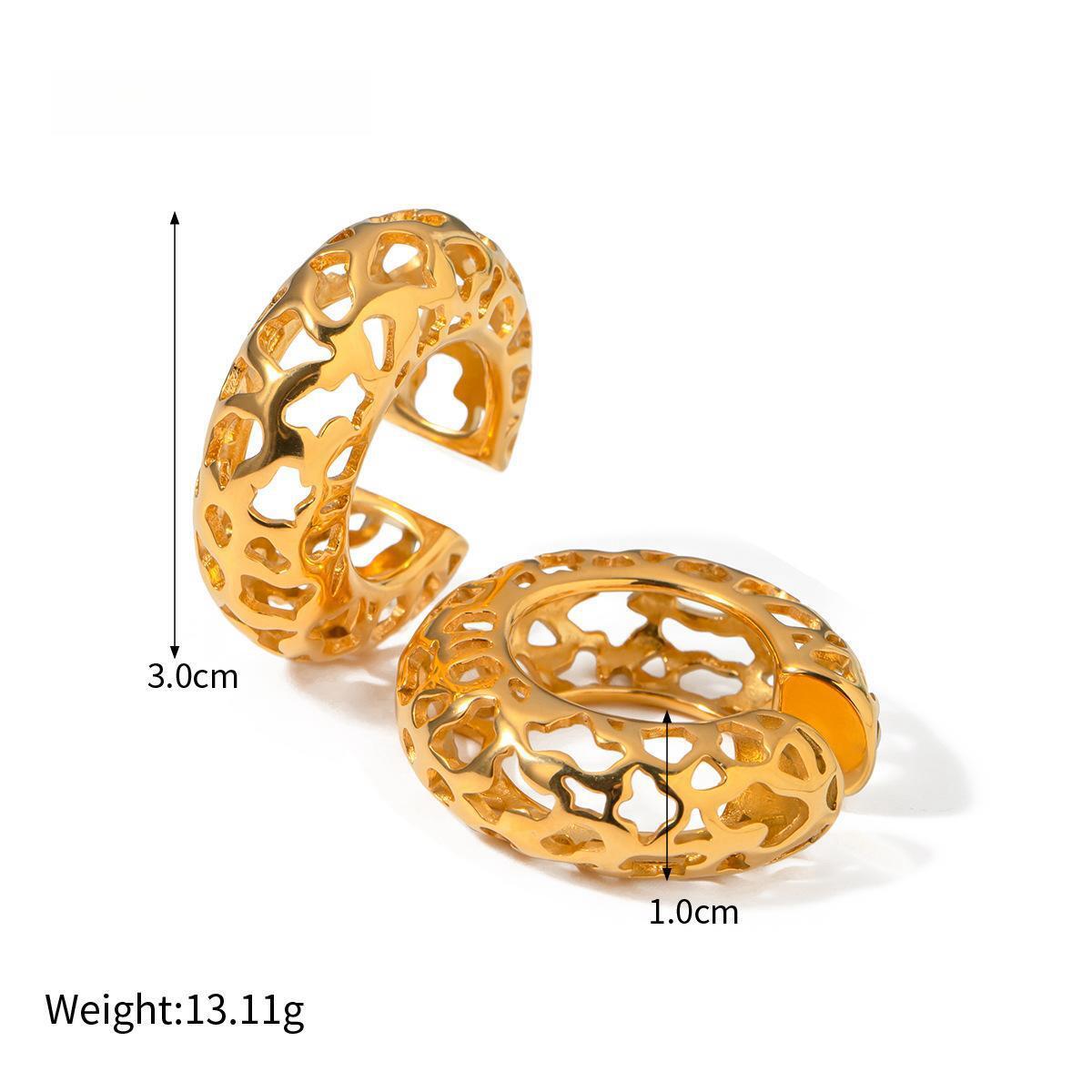 18K Gold Hollow C-shaped Ear Clip