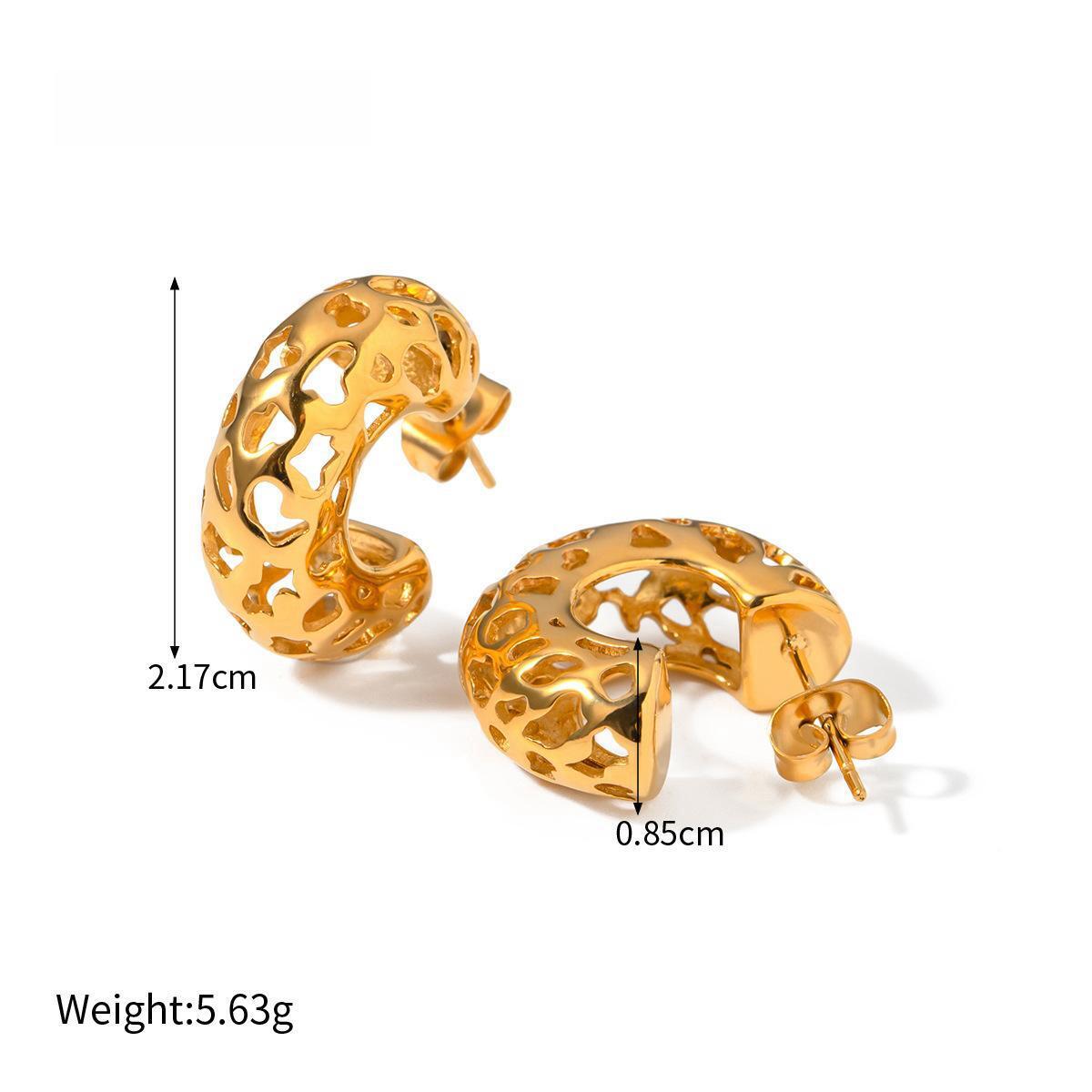 Hollow C-shaped Stainless Steel Earrings