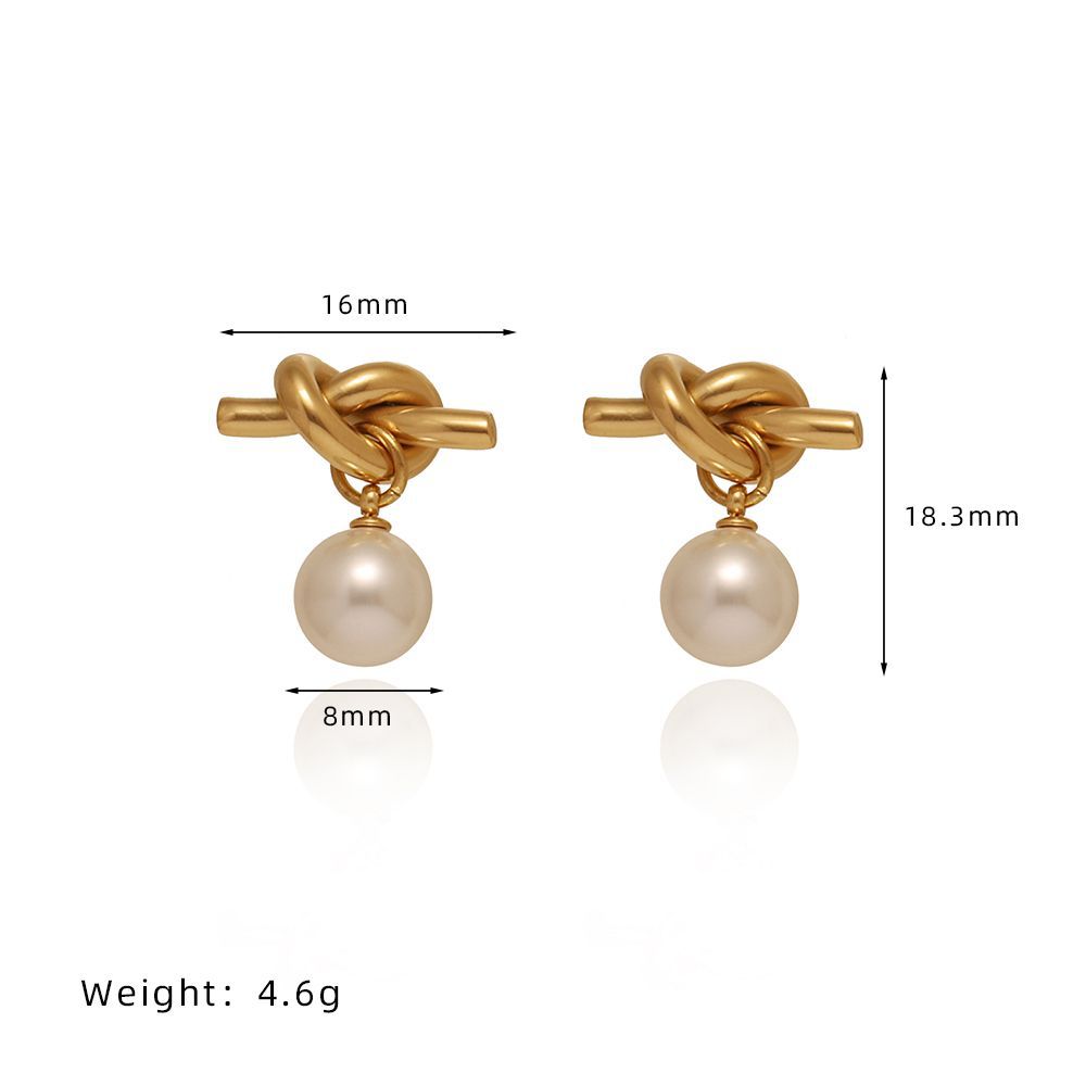 Rope knotted Imitation Pearl Earrings