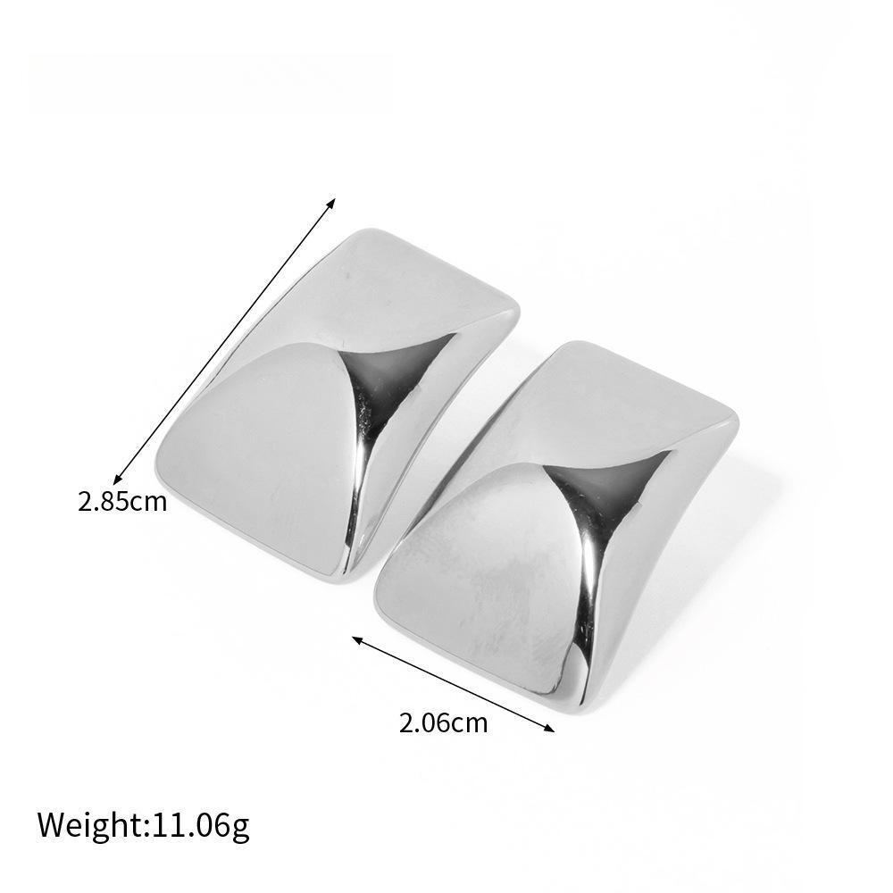 Steel Color Rectangular Stainless Steel Earrings 