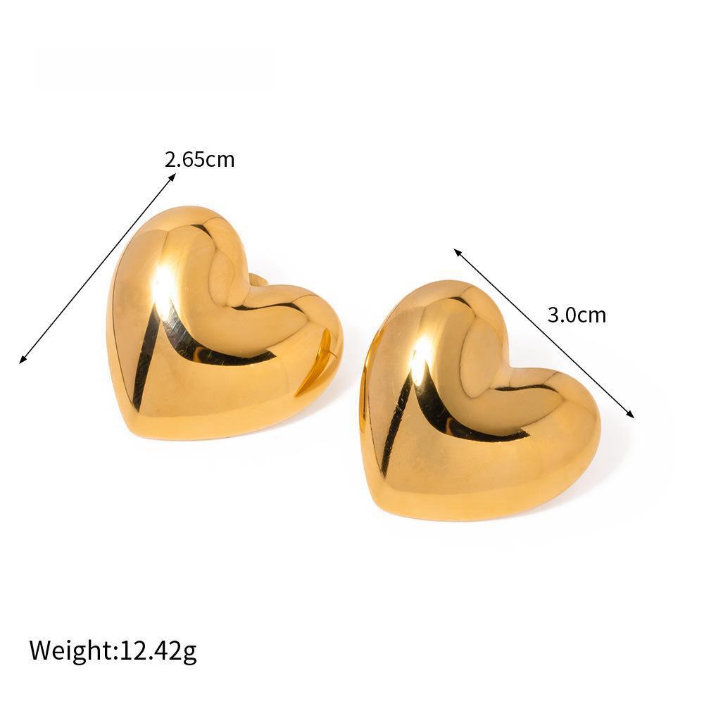 Gold Color Heart Stainless Steel Earrings 