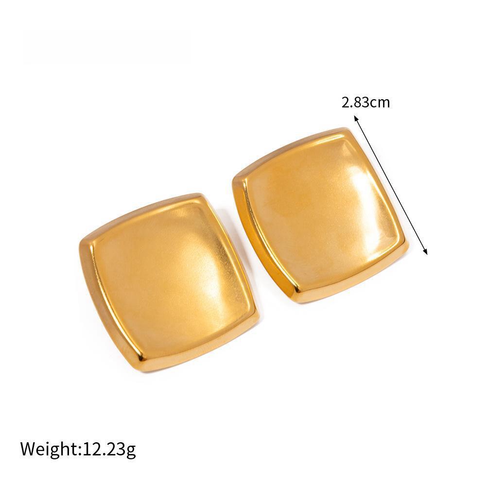 Gold Color Square Stainless Steel Earrings 