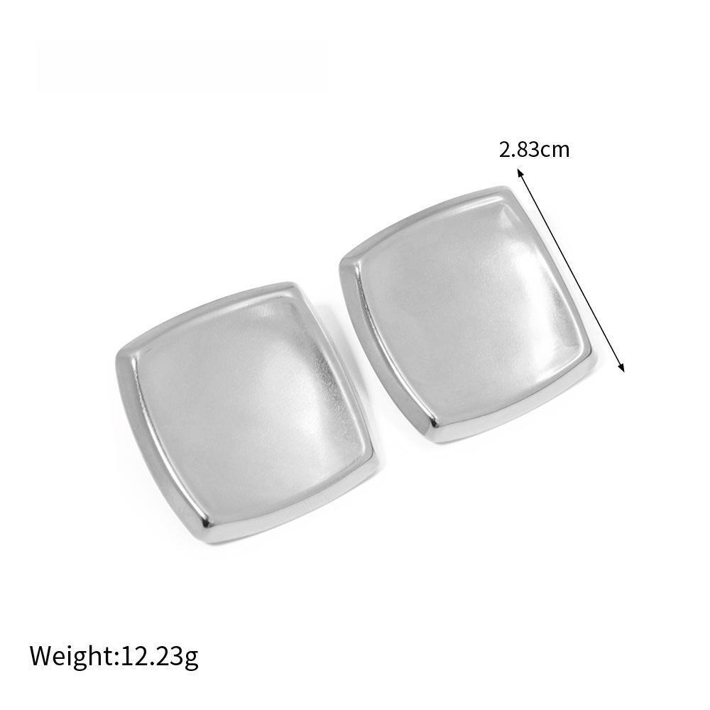 Steel Color Square Stainless Steel Earrings 