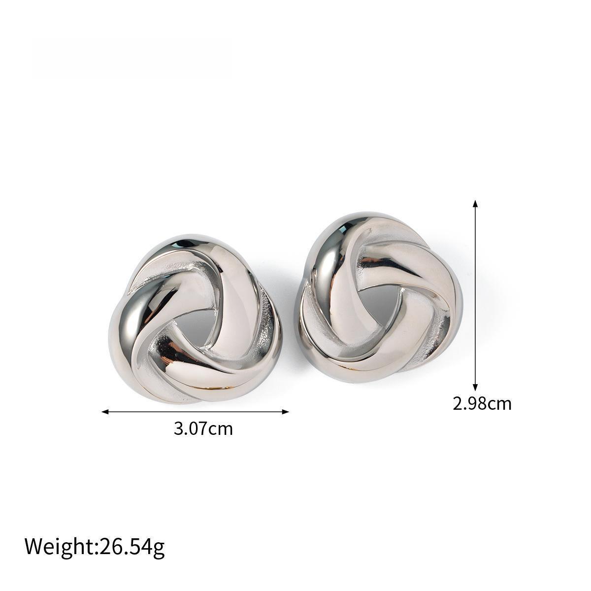 Steel Color Stainless Steel Retro Braid Feeling Earrings