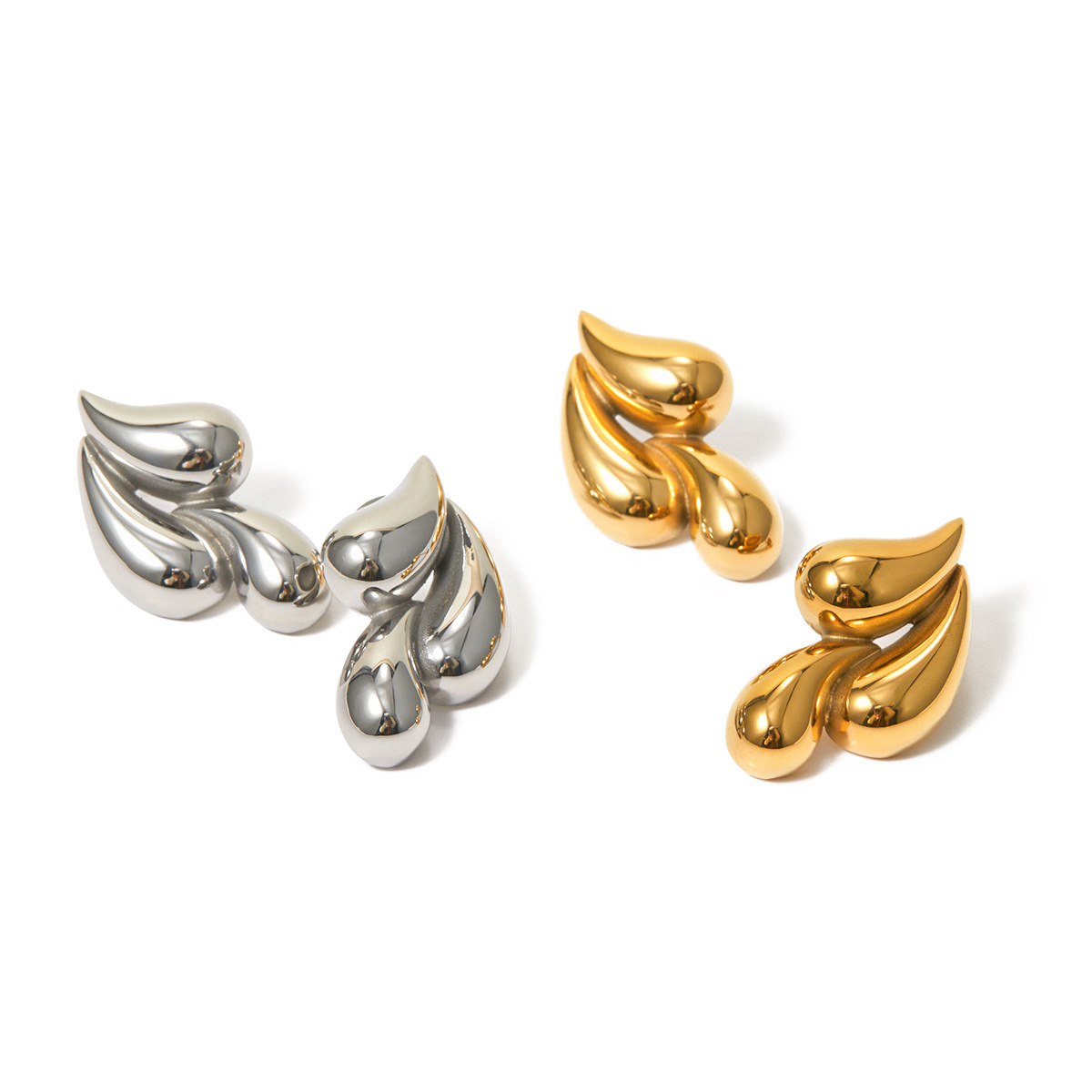 Several Drop Stainless Steel Earrings