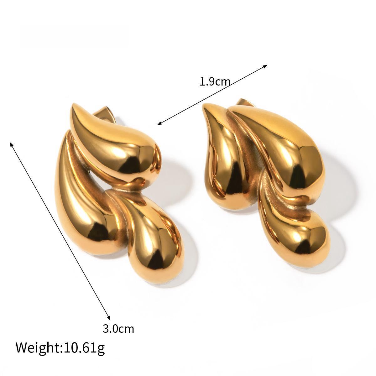 Gold Color Several Drop Stainless Steel Earrings