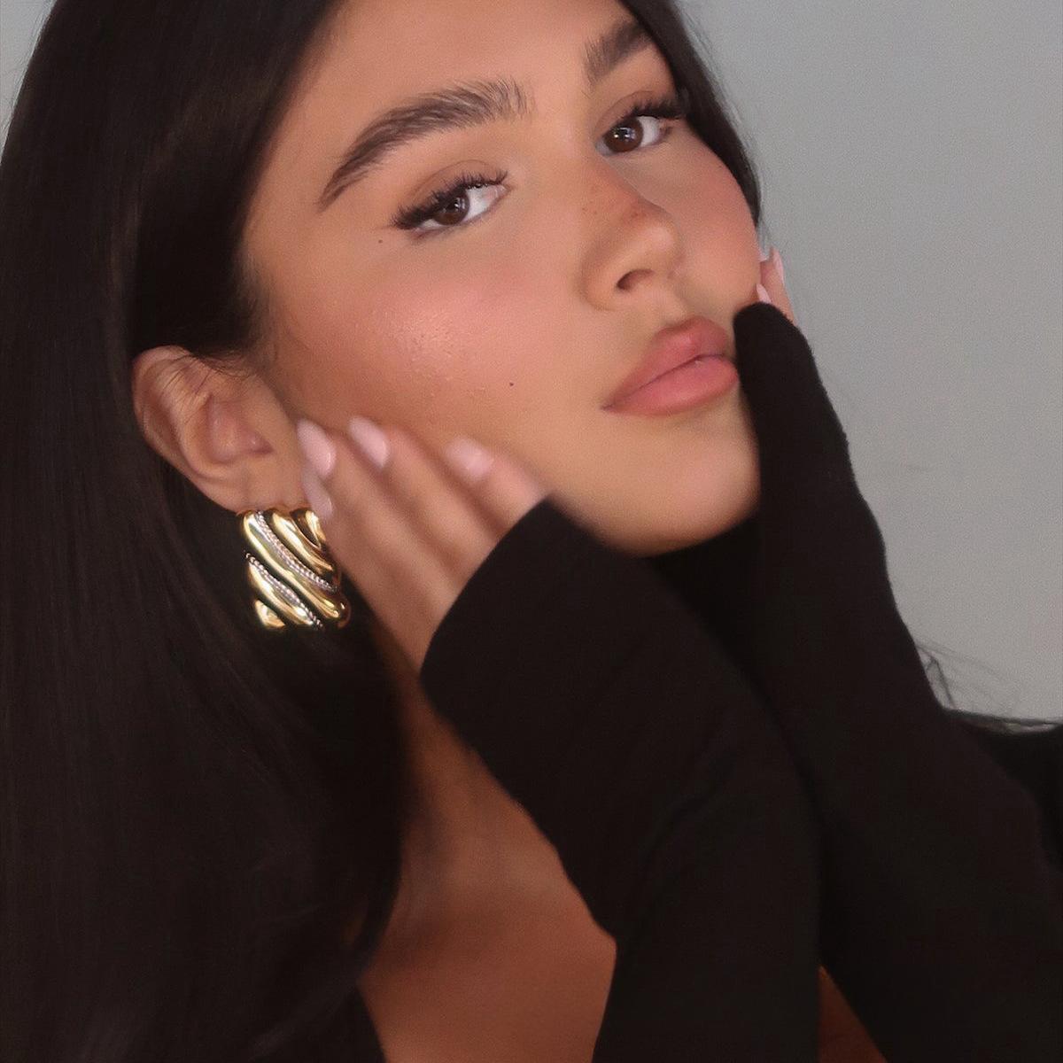 Rectangular Stainless Steel Texture Earrings
