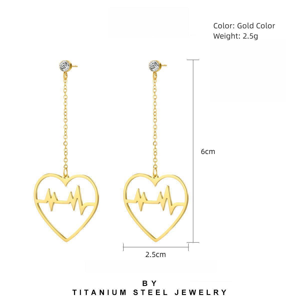 Tassel Love Diamond Inlaid Long Earrings
