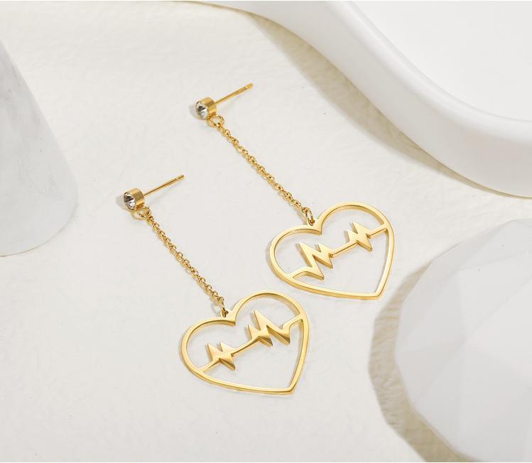 Love Diamond Inlaid Stainless Steel Earrings