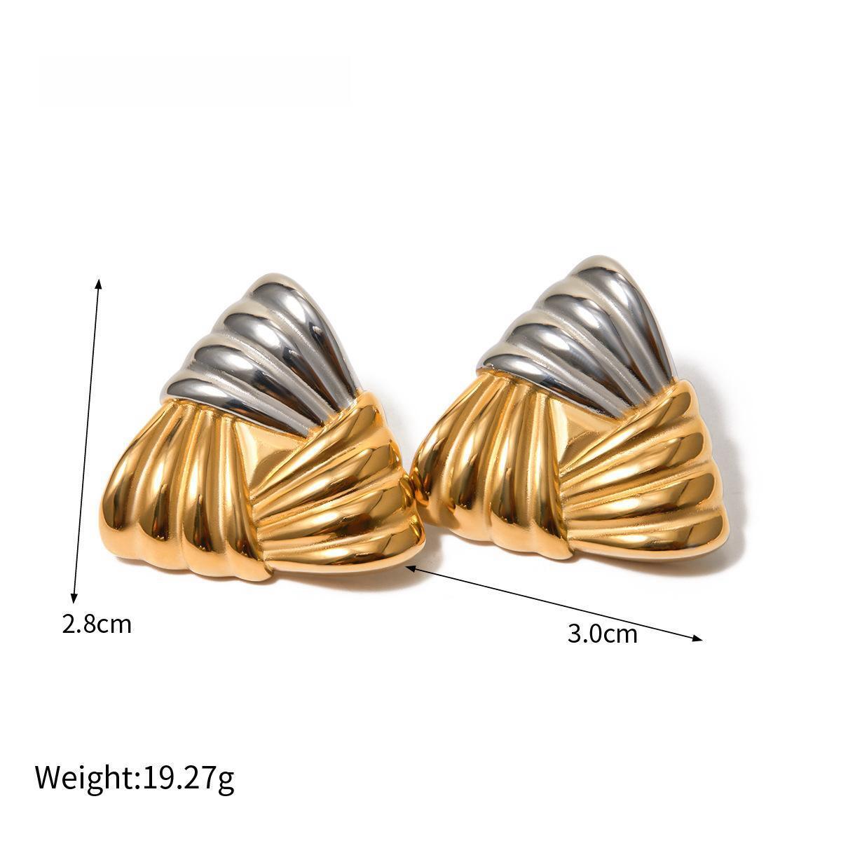 Woven Texture Spell Color Triangle Stud Earrings