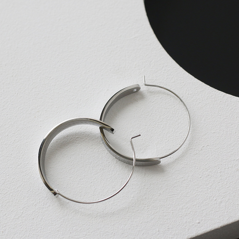 Steel Color Geometric Smooth Stainless Steel Earrings