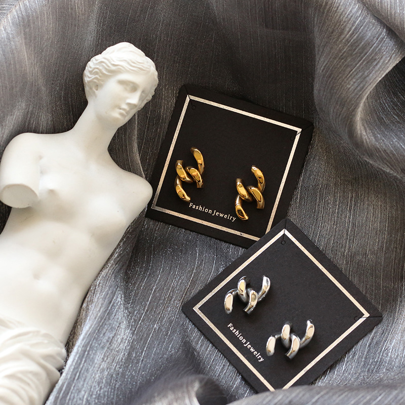 Cuban Chain Stitching Stainless Steel Earrings