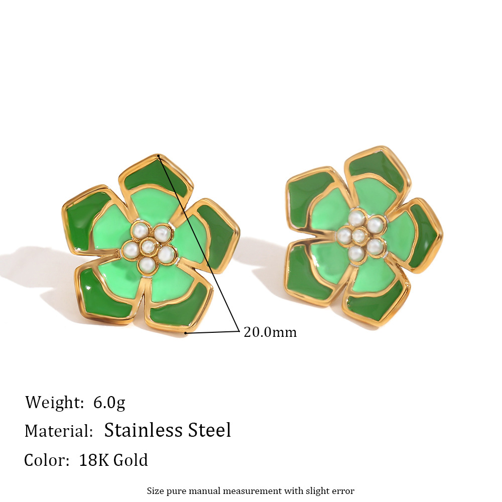 Pearl Colored Drop Oil Petal Earrings