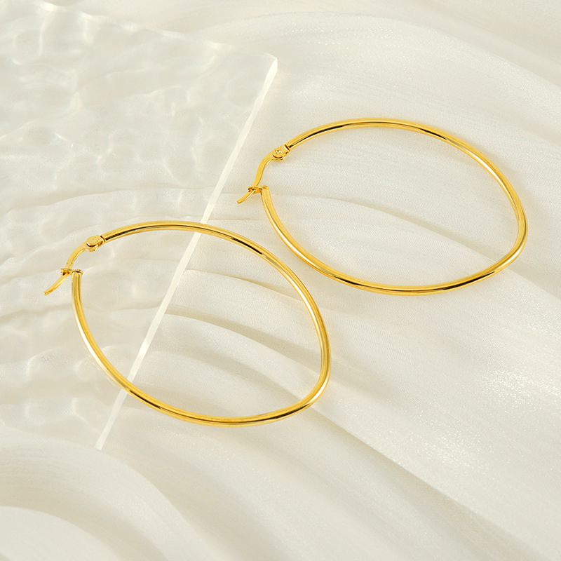 Polishing Round Line Titanium Steel Fashion Earrings