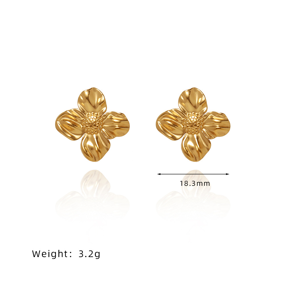 Retro Flower Stainless Steel Earrings