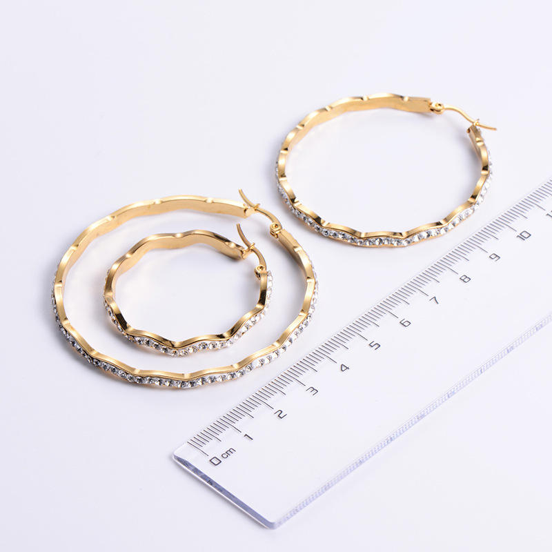 Wave Round Stainless Steel Earrings