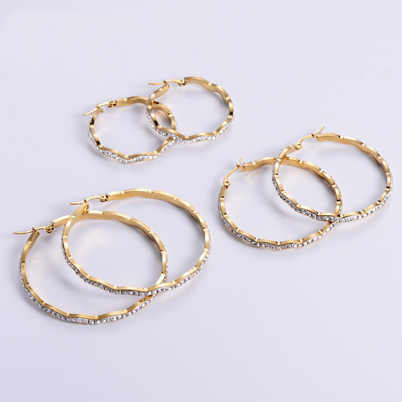 Wave Round Stainless Steel Earrings