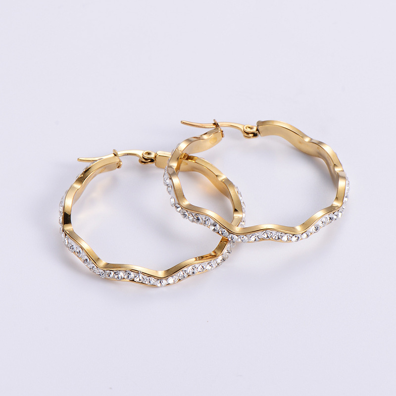Wave Round Stainless Steel Earrings