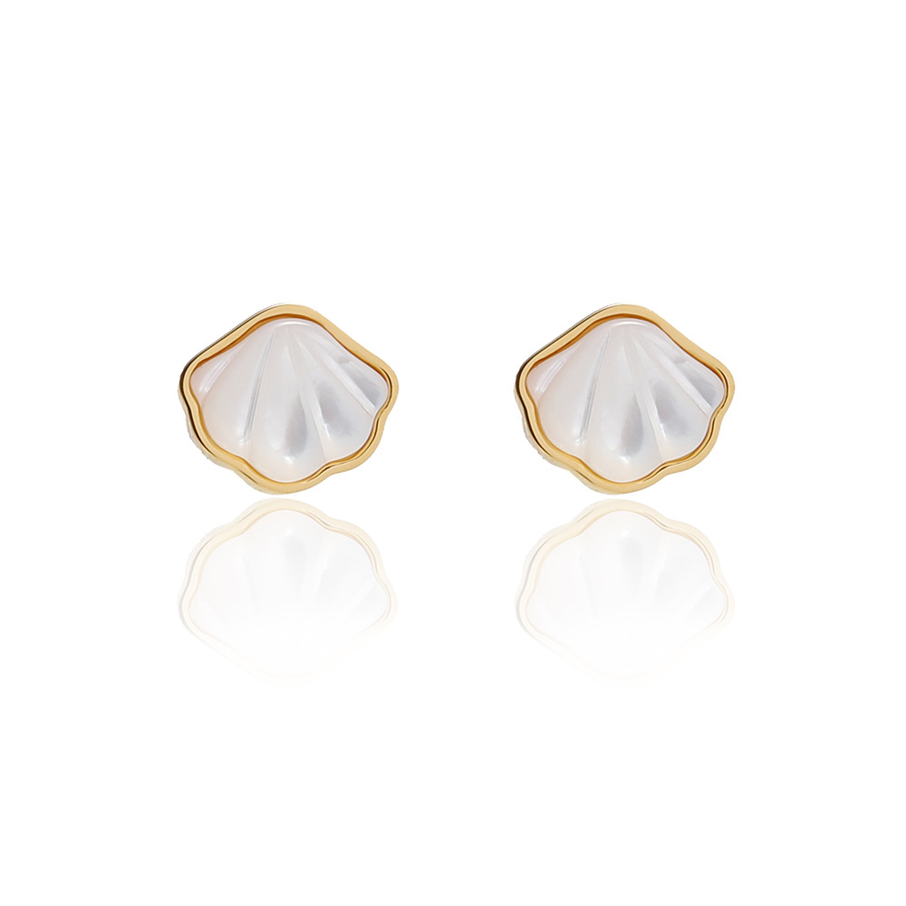 Natural White Shell Stainless Steel Earrings